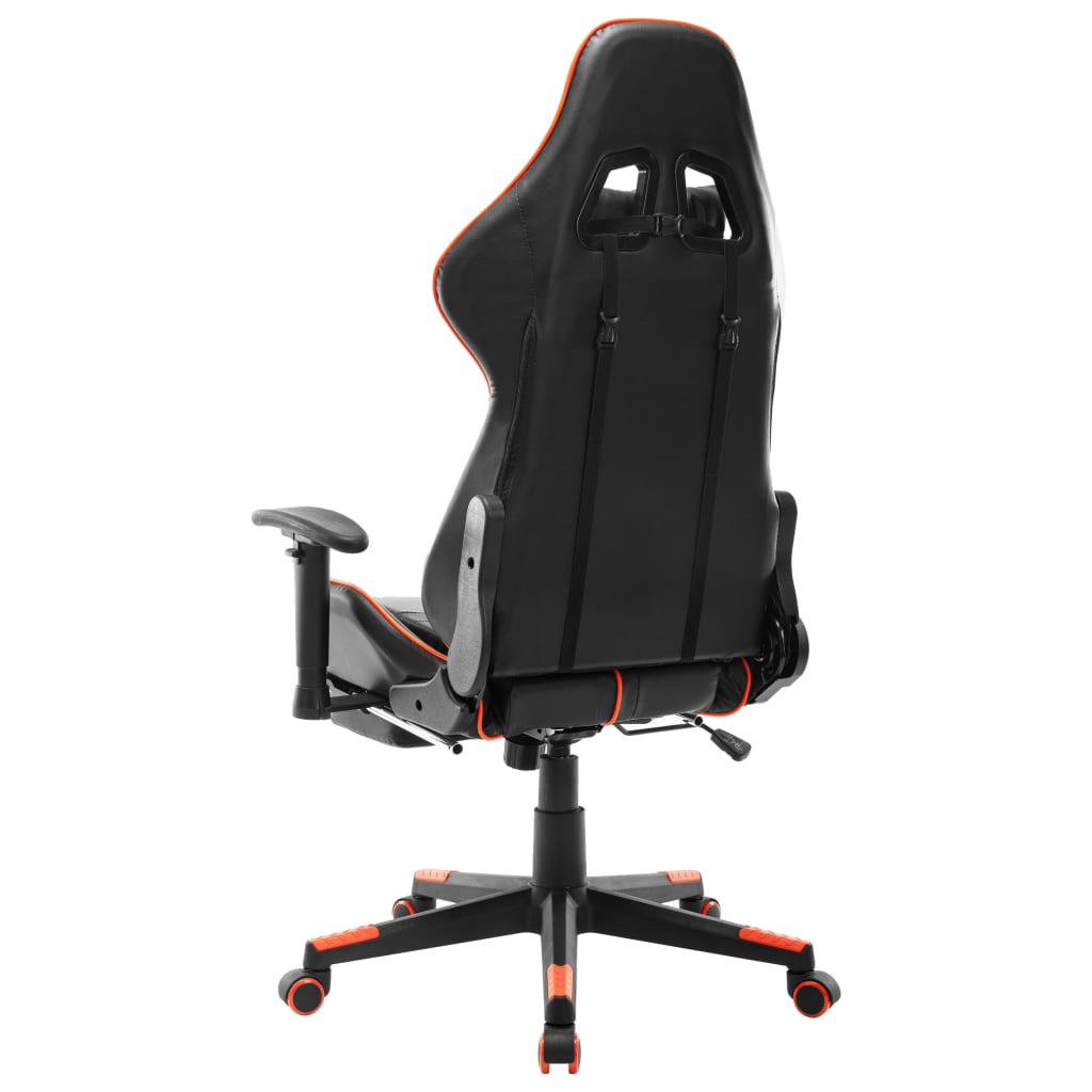 vidaXL Silla de gaming con reposapiés cuero sintético negro y naranja