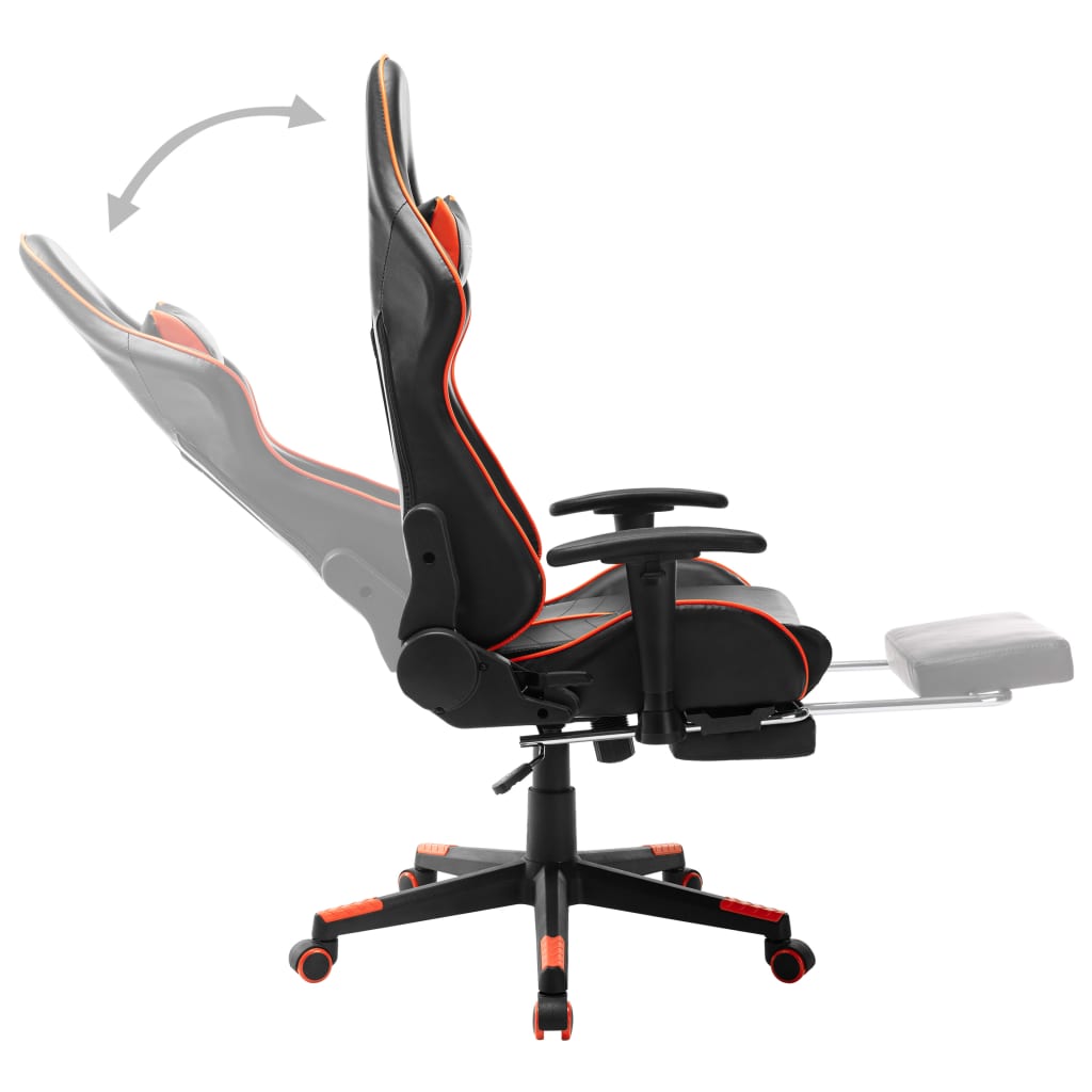 vidaXL Silla de gaming con reposapiés cuero sintético negro y naranja