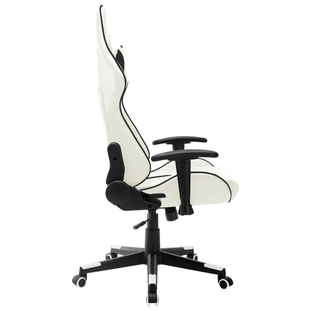 vidaXL Silla de gaming de cuero sintético blanco y negro