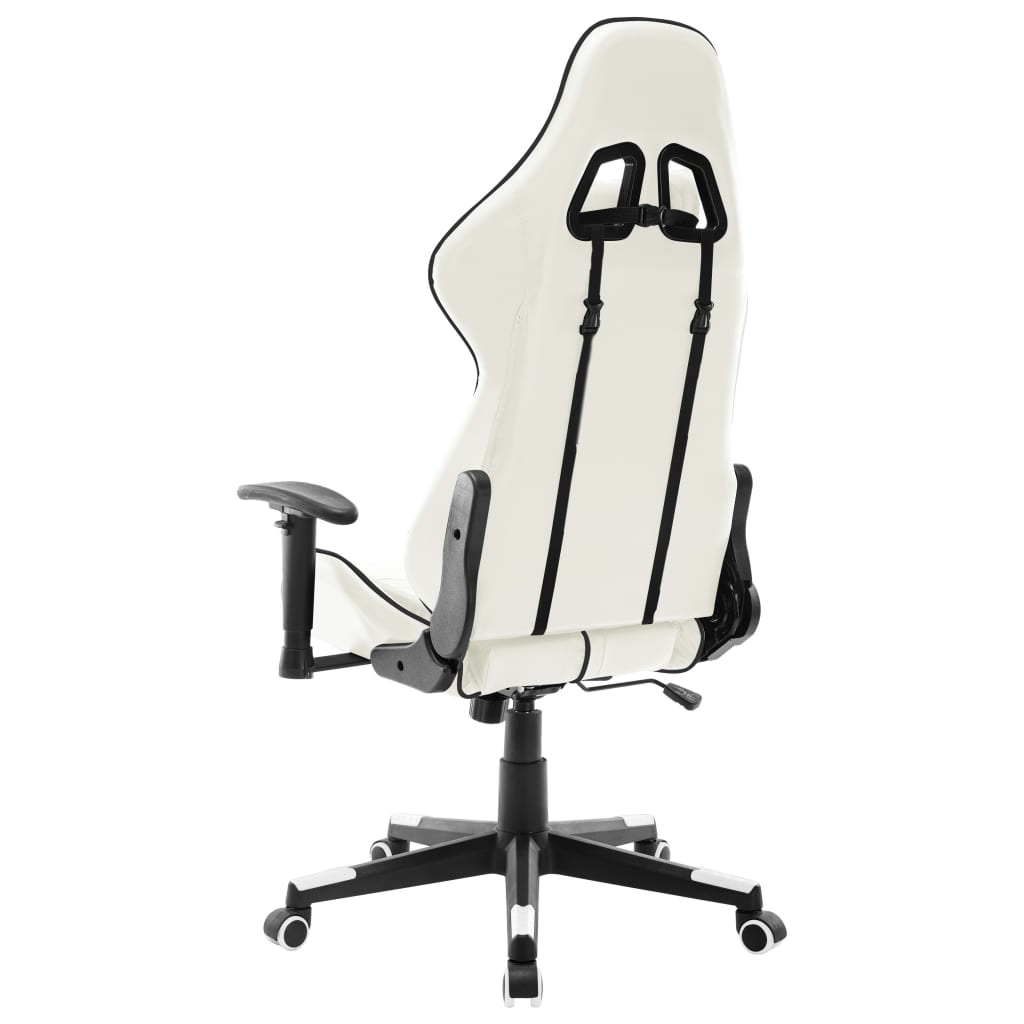 vidaXL Silla de gaming de cuero sintético blanco y negro