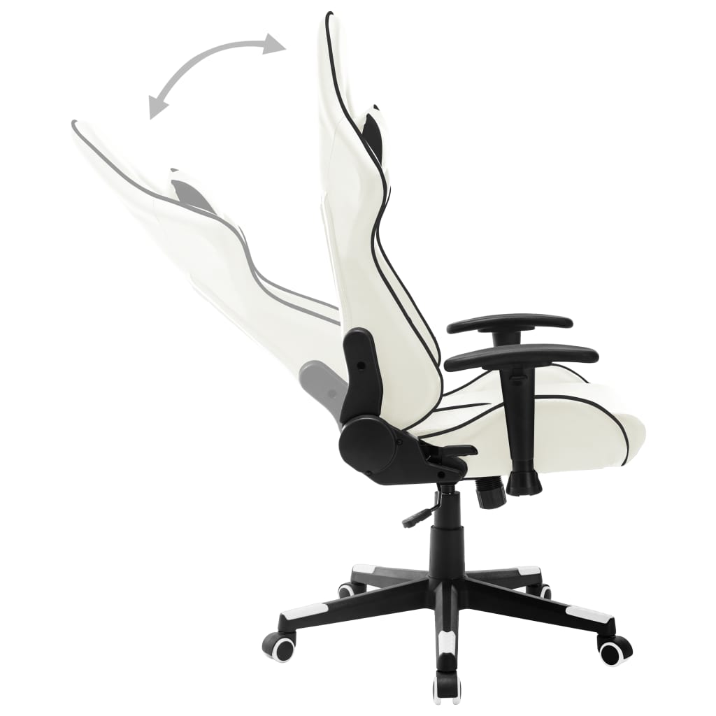 vidaXL Silla de gaming de cuero sintético blanco y negro