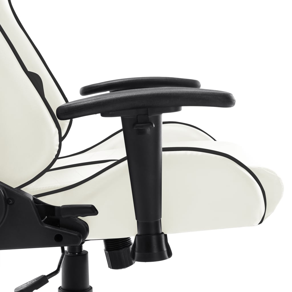 vidaXL Silla de gaming de cuero sintético blanco y negro