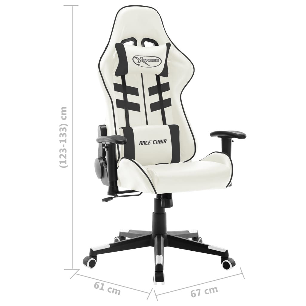 vidaXL Silla de gaming de cuero sintético blanco y negro