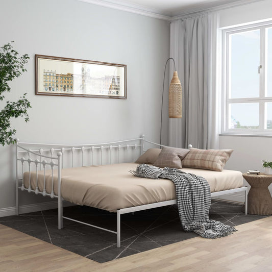 vidaXL Sofá cama extraíble sin colchón metal blanco 90x200cm