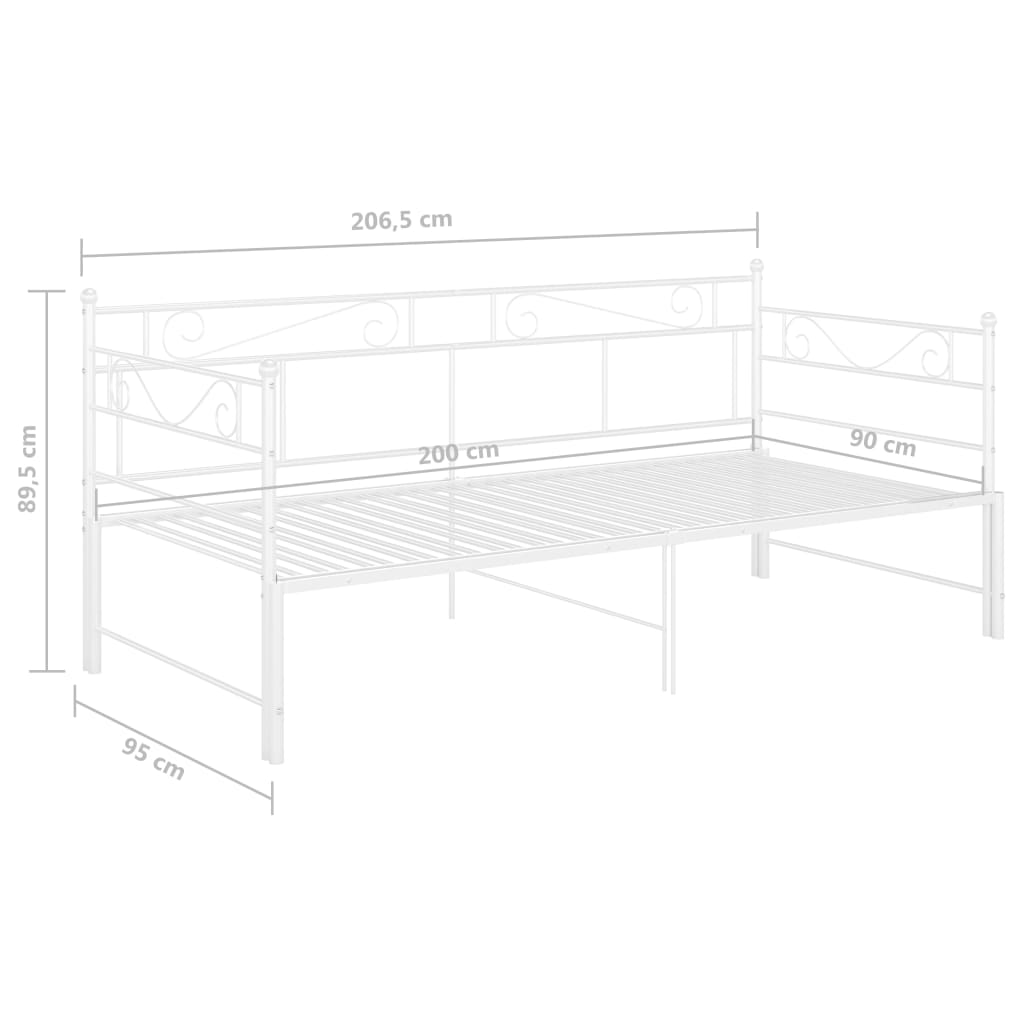 vidaXL Sofá cama extraíble sin colchón metal blanco 90x200cm