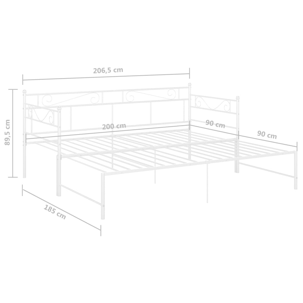 vidaXL Sofá cama extraíble sin colchón metal blanco 90x200cm