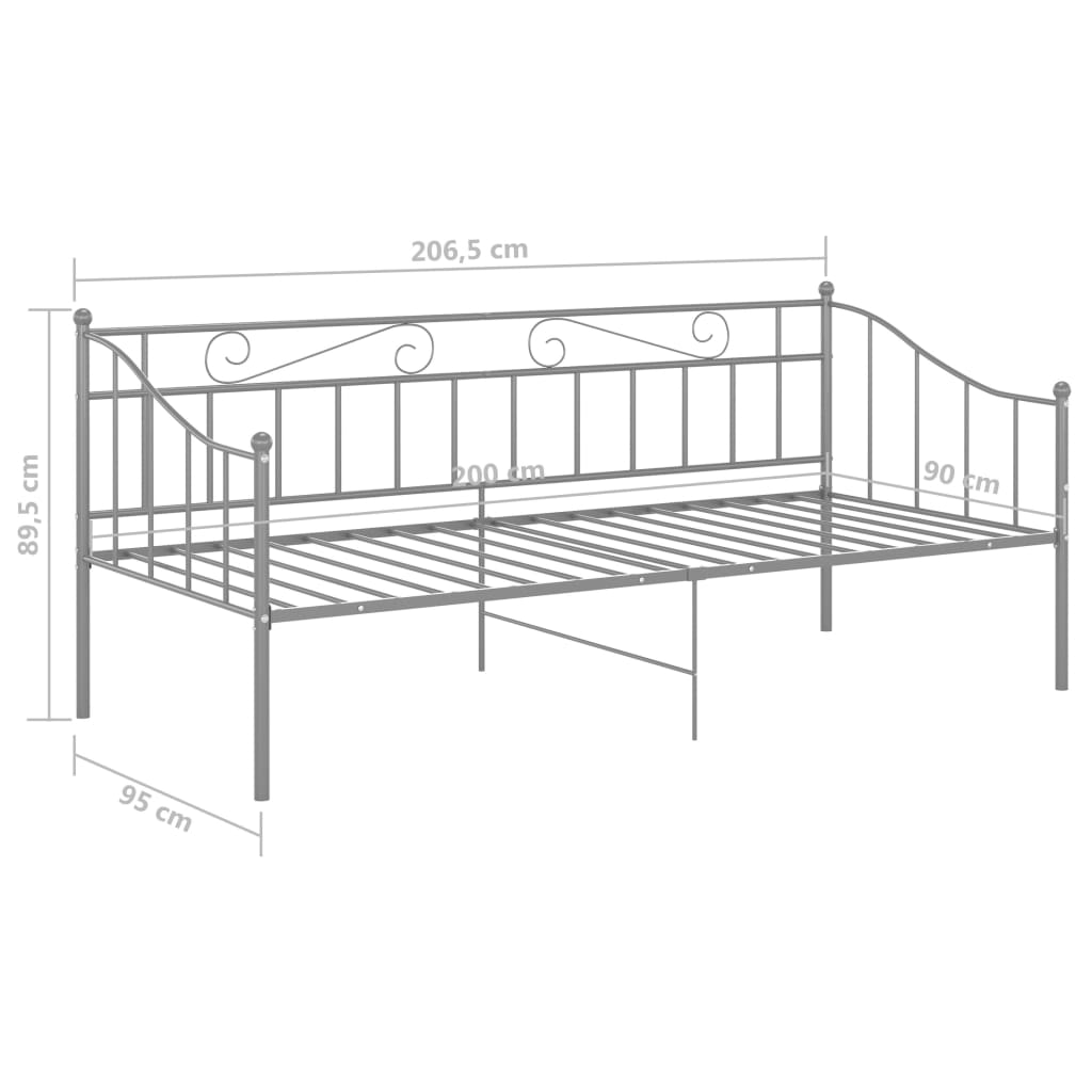 vidaXL Estructura de sofá cama sin colchón metal gris 90x200 cm