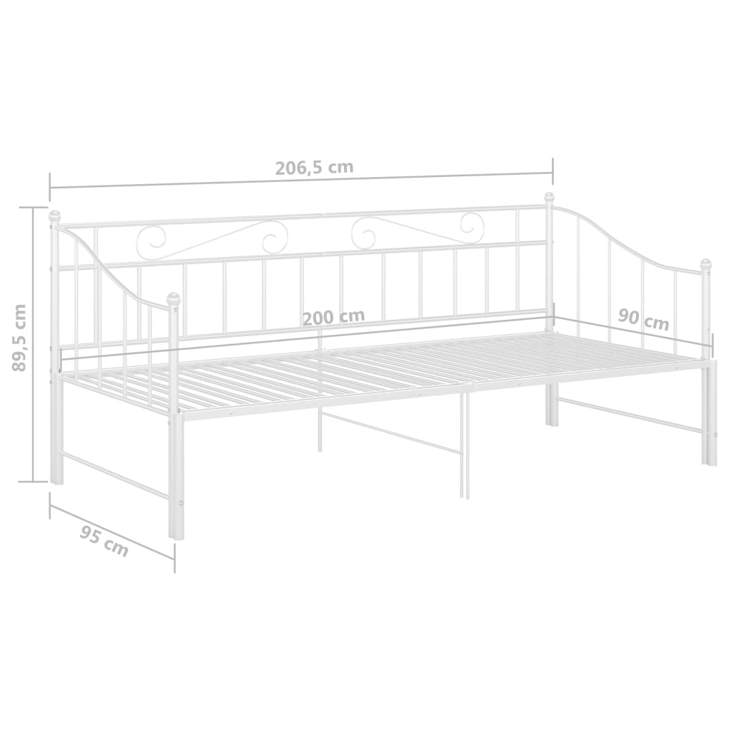 vidaXL Sofá cama extraíble sin colchón metal blanco 90x200cm