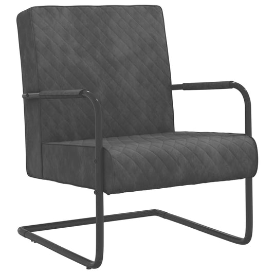 vidaXL Silla voladiza de terciopelo gris oscuro