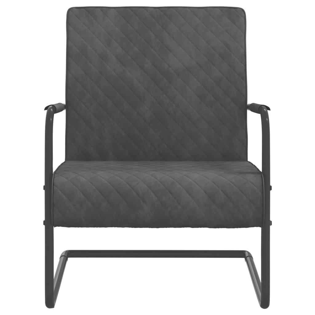 vidaXL Silla voladiza de terciopelo gris oscuro