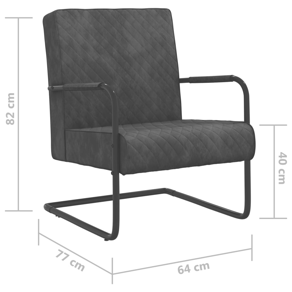 vidaXL Silla voladiza de terciopelo gris oscuro