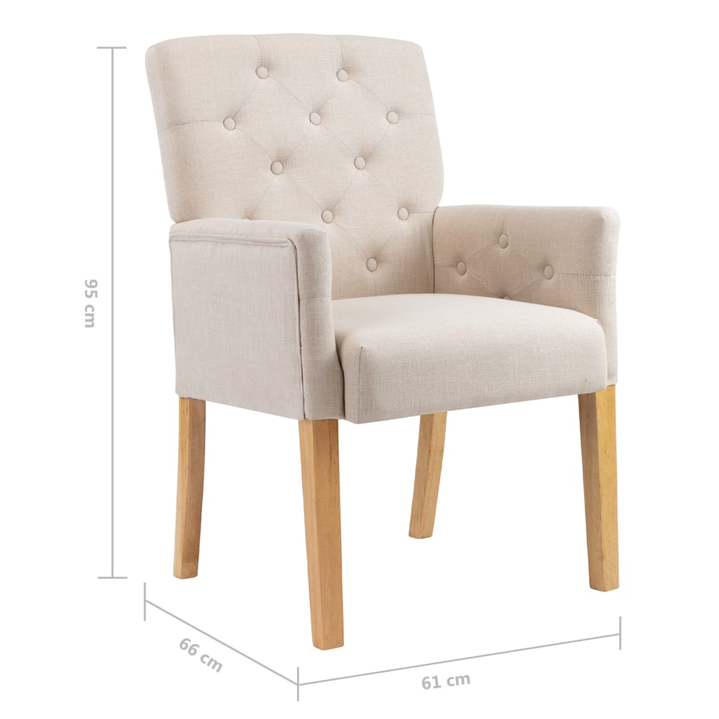 vidaXL Sillas de comedor con reposabrazos 2 unidades de tela beige