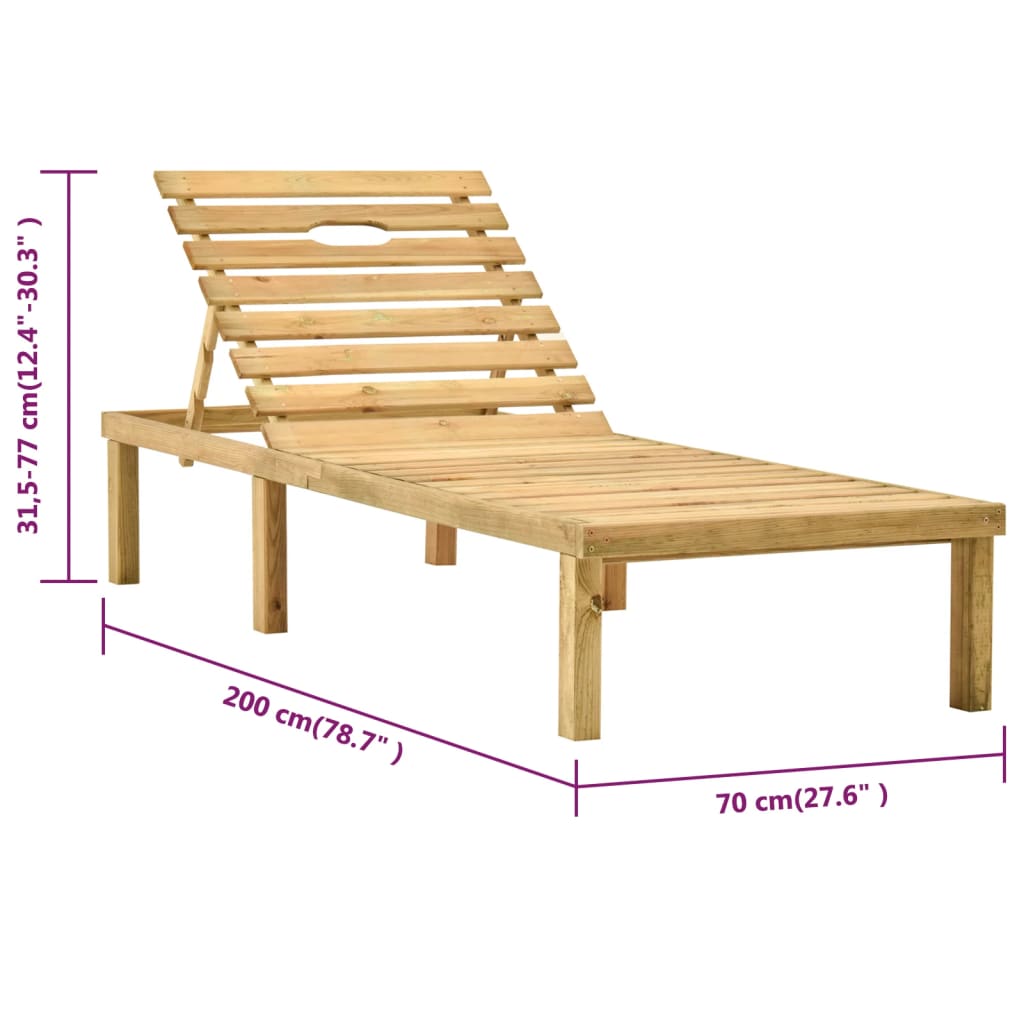 vidaXL Tumbona de jardín con mesa de madera de pino impregnada