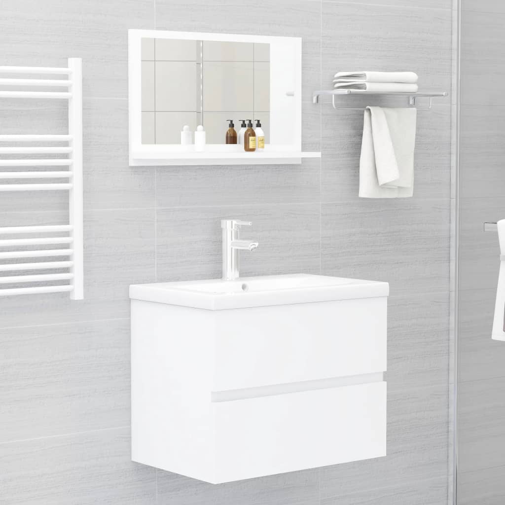 vidaXL Espejo de baño madera contrachapada blanco 60x10,5x37 cm