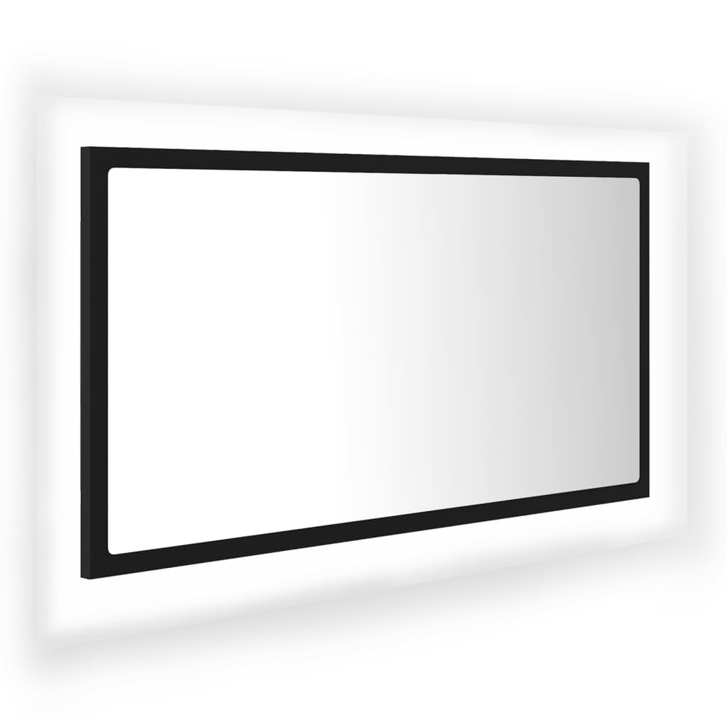 vidaXL Espejo baño LED negro acrílico 80x8,5x37 cm