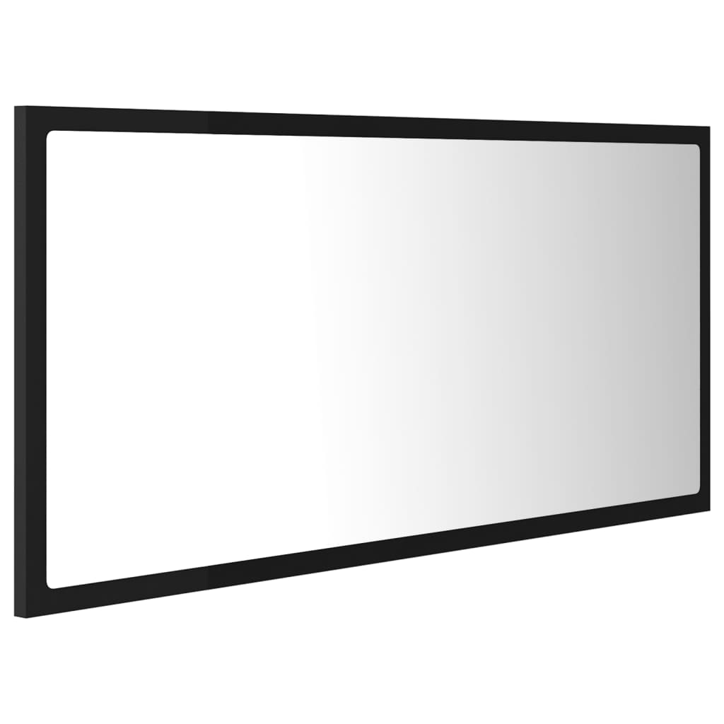 vidaXL Espejo de baño LED acrílico negro brillo 90x8,5x37 cm