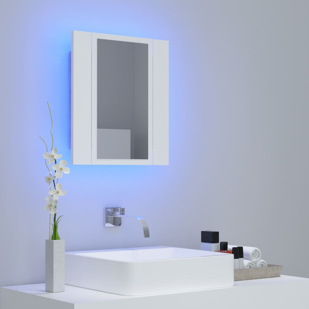 vidaXL Armario espejo de baño con luz LED acrílico blanco 40x12x45 cm