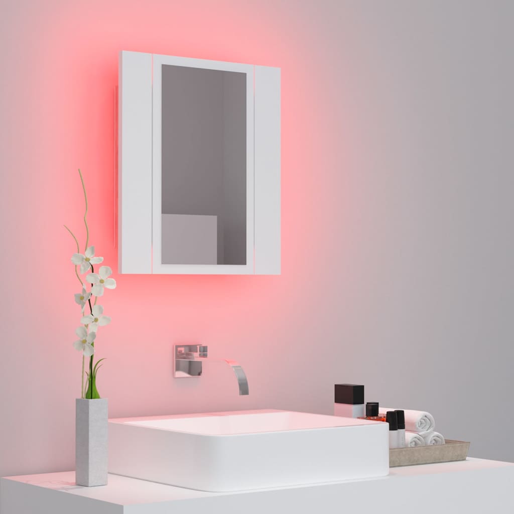 vidaXL Armario espejo de baño con luz LED acrílico blanco 40x12x45 cm