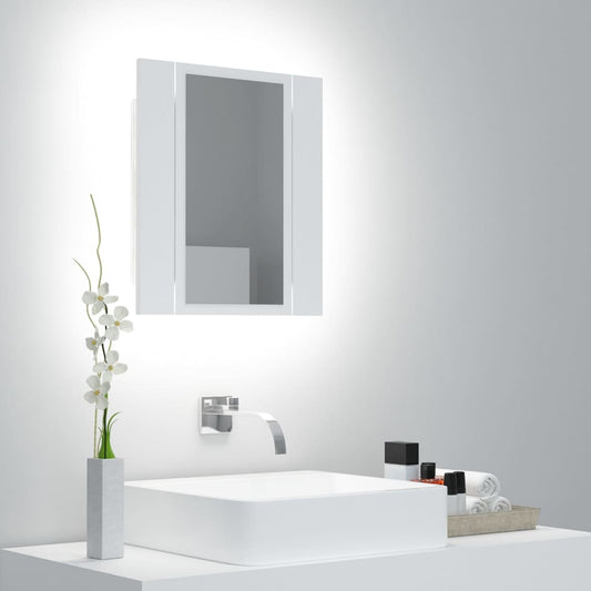 vidaXL Armario espejo de baño con luz LED acrílico blanco 40x12x45 cm