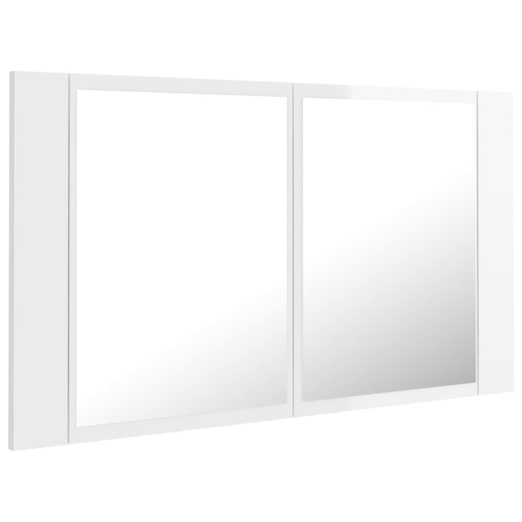 vidaXL Armario espejo de baño LED acrílico blanco brillo 80x12x45 cm