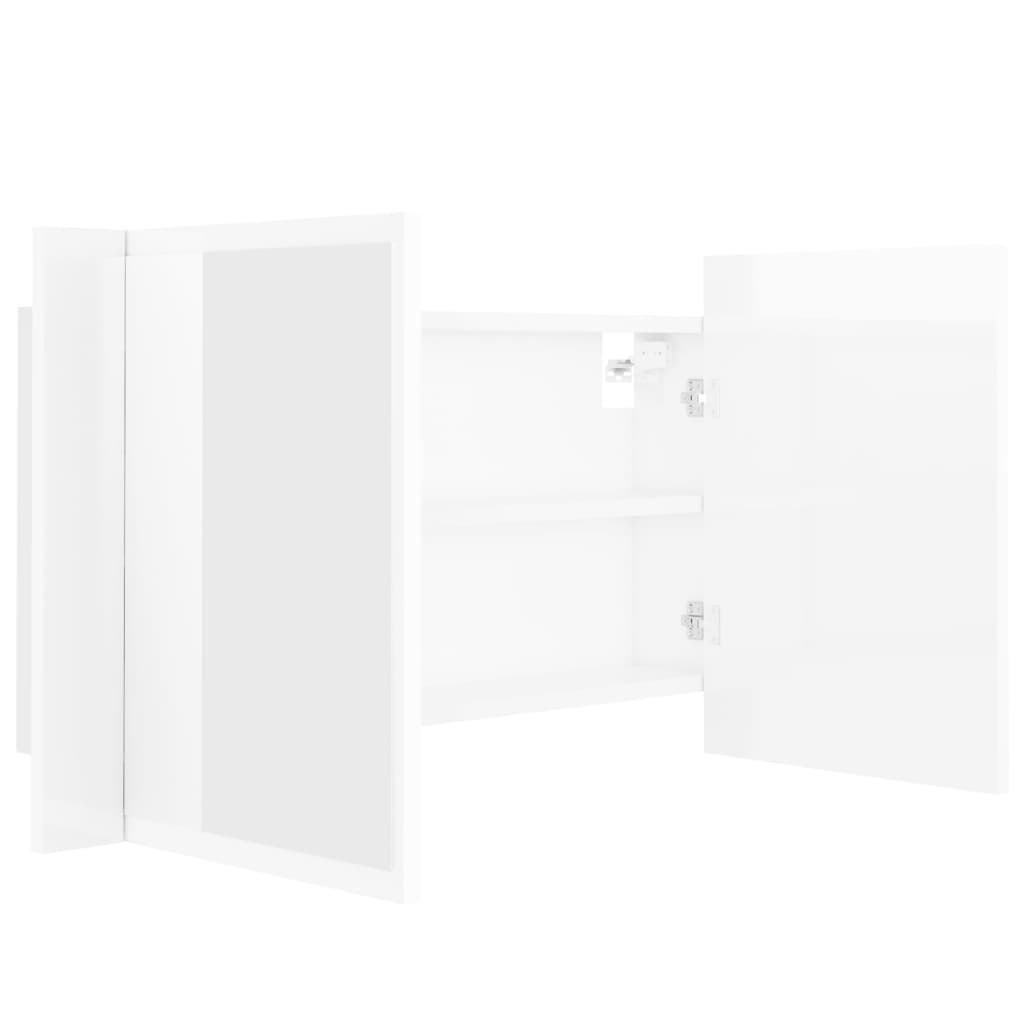 vidaXL Armario espejo de baño LED acrílico blanco brillo 80x12x45 cm