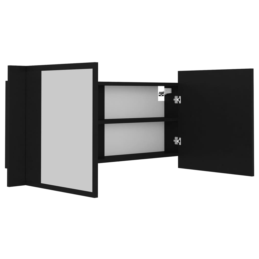 vidaXL Armario espejo de baño con luz LED acrílico negro 100x12x45 cm