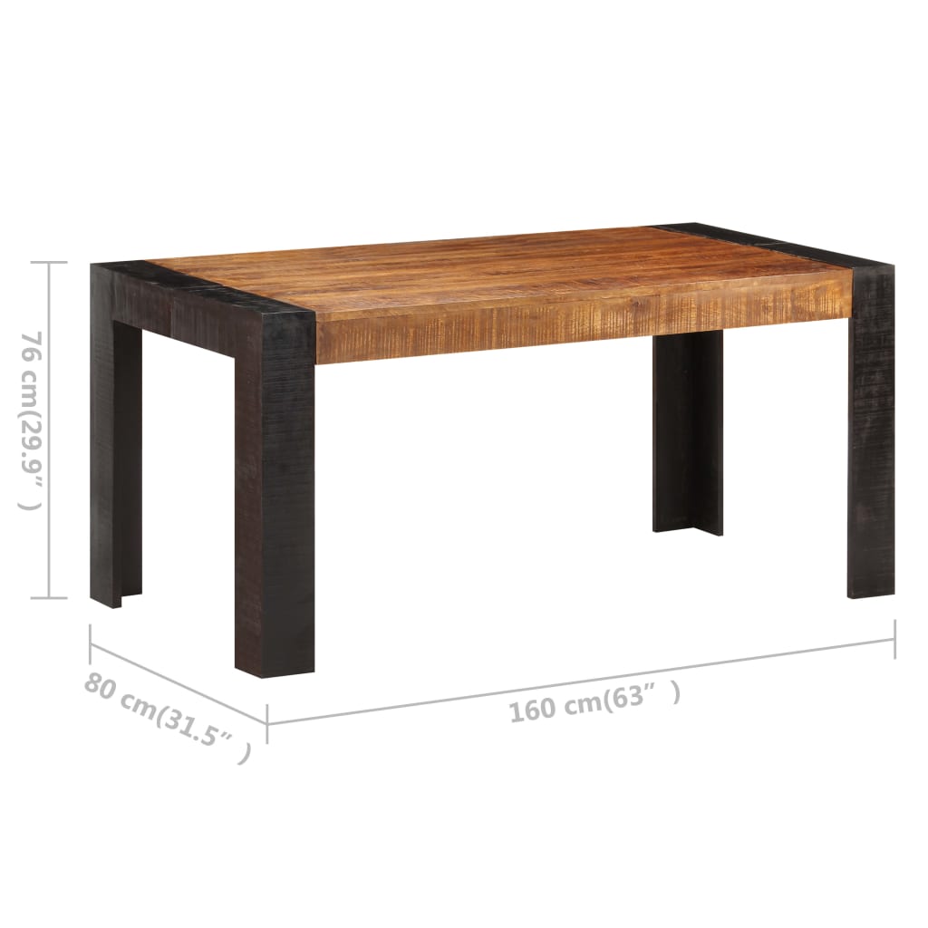 vidaXL Mesa de comedor de madera maciza de mango 160x80x76 cm