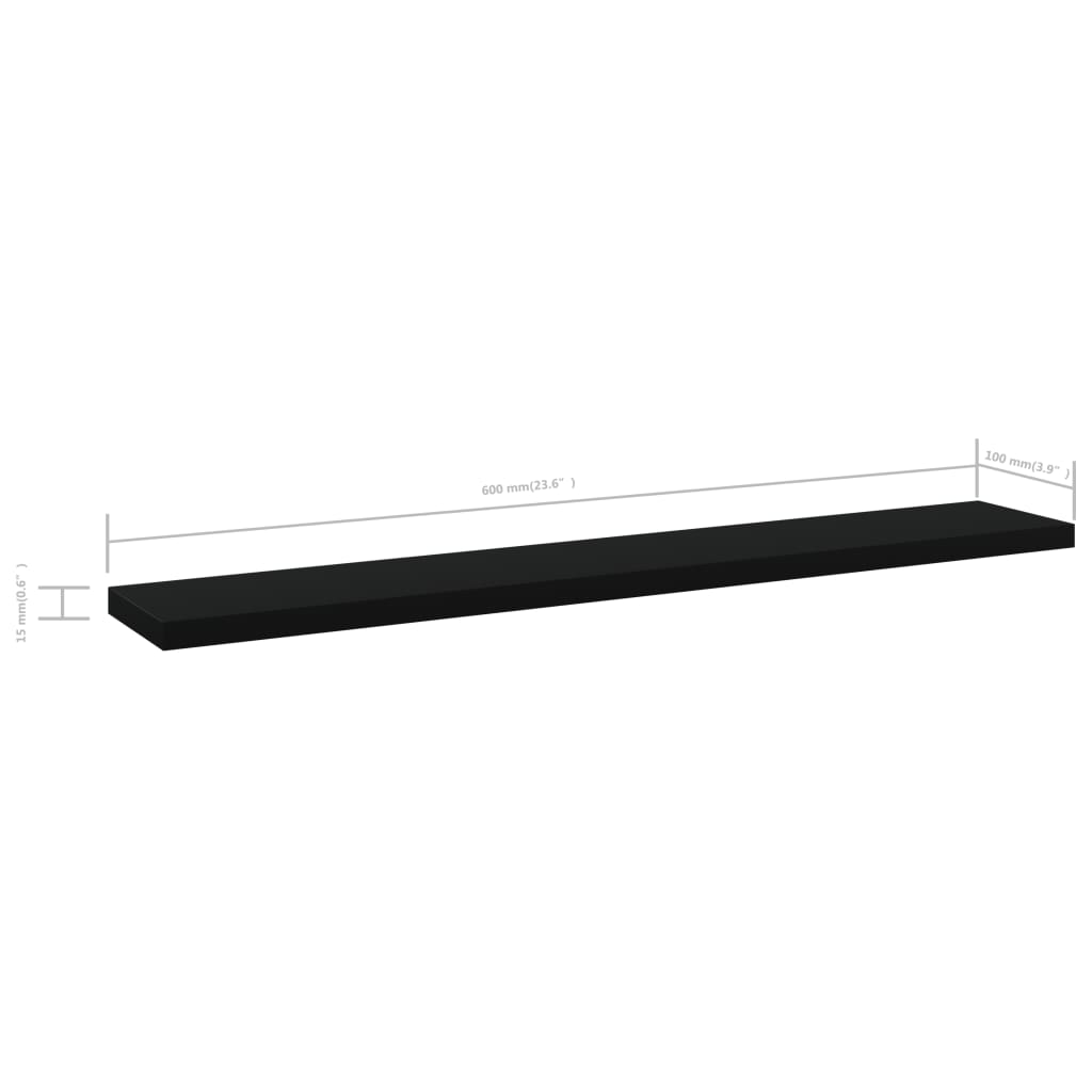 vidaXL Estantes para estantería 4 uds contrachapada negro 60x10x1,5 cm