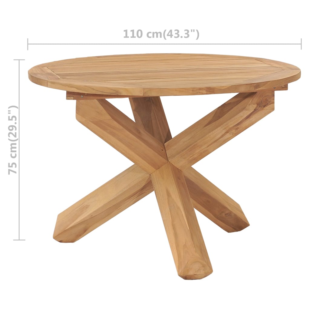 vidaXL Mesa de comedor de jardín madera maciza de teca Ø110x75 cm