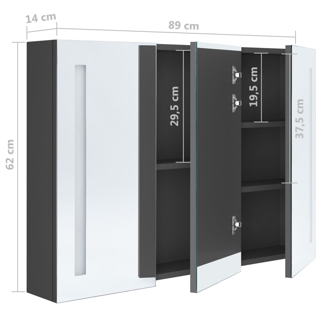 vidaXL Mueble de baño con espejo LED 89x14x62 cm