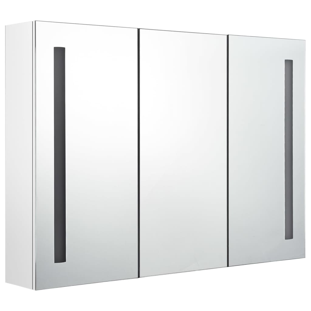 vidaXL Mueble de baño con espejo LED blanco brillante 89x14x62 cm