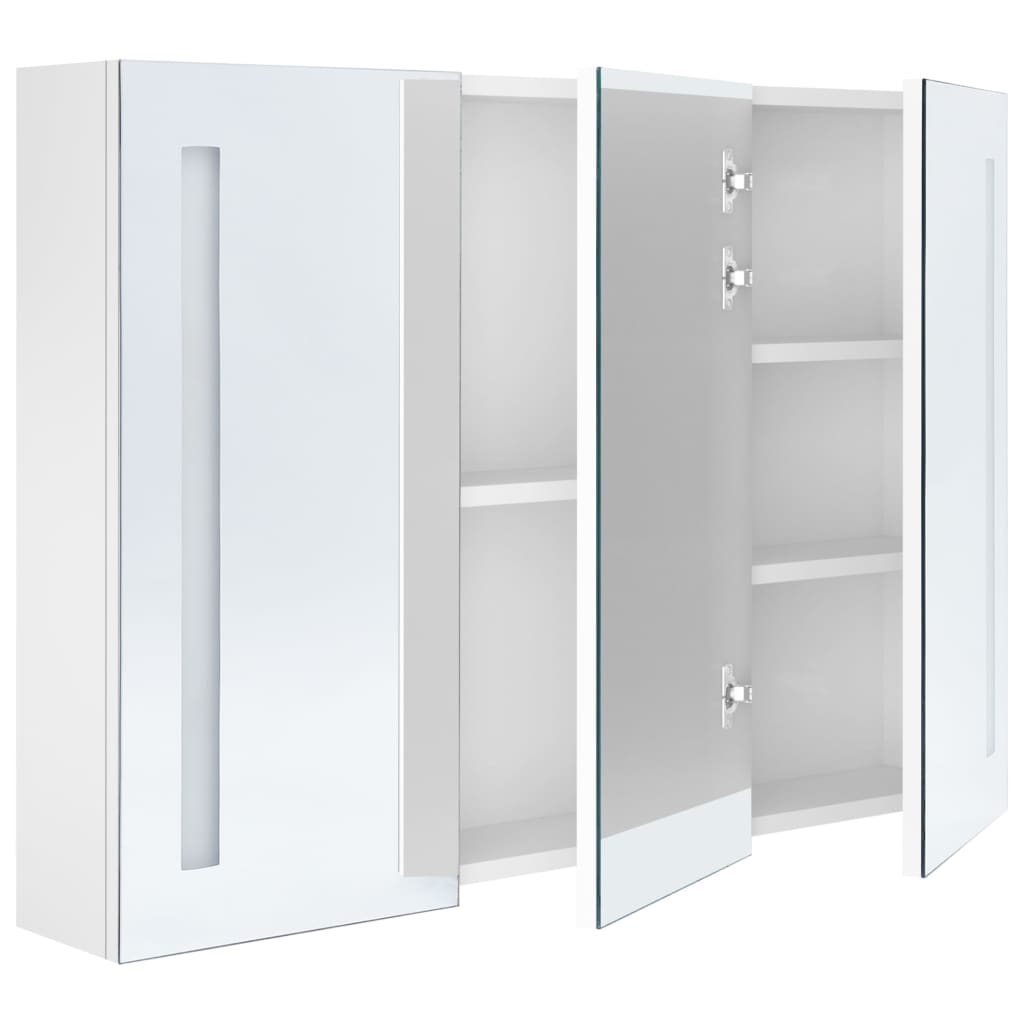 vidaXL Mueble de baño con espejo LED blanco brillante 89x14x62 cm