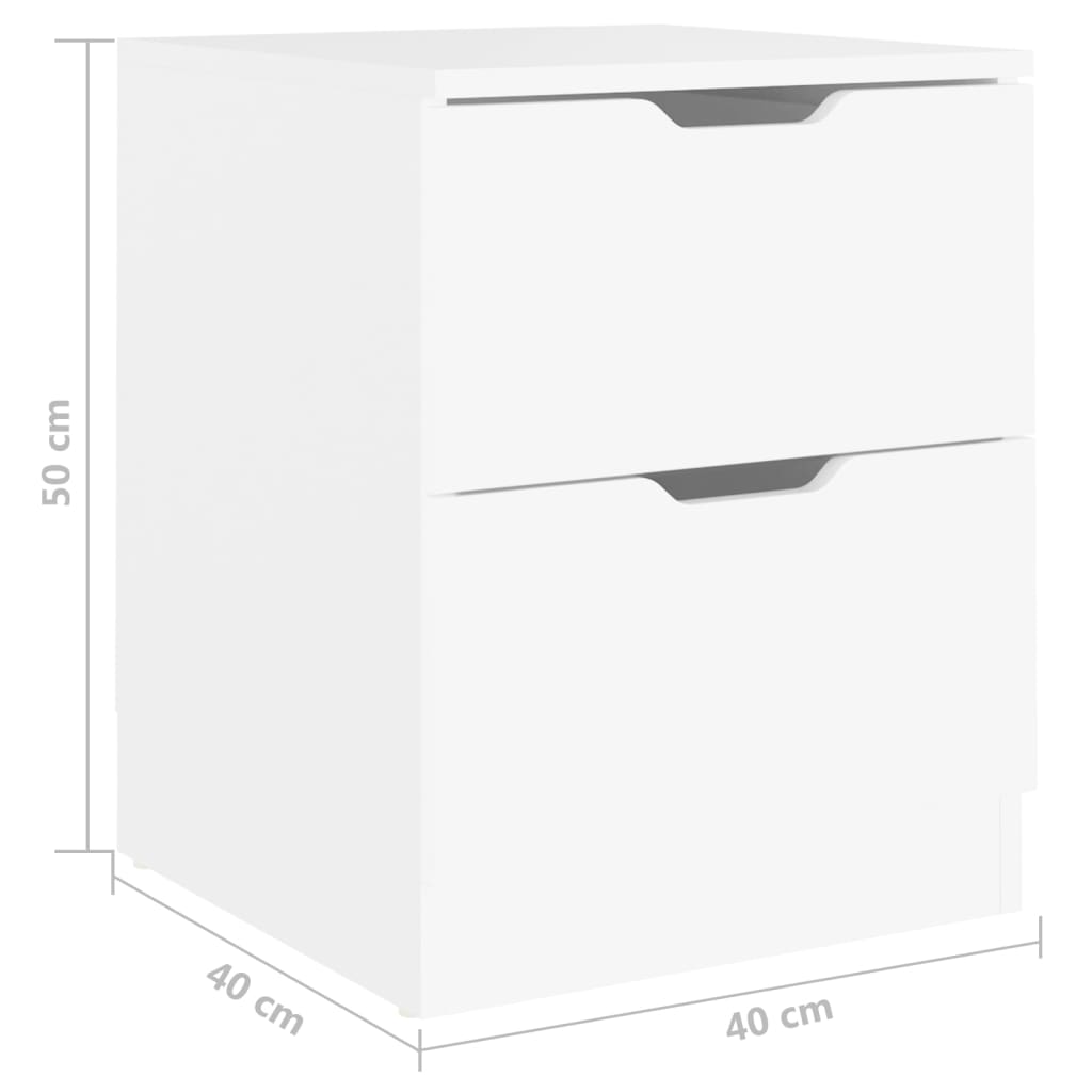 vidaXL Mesitas de noche 2 uds madera de ingeniería blanco 40x40x50 cm