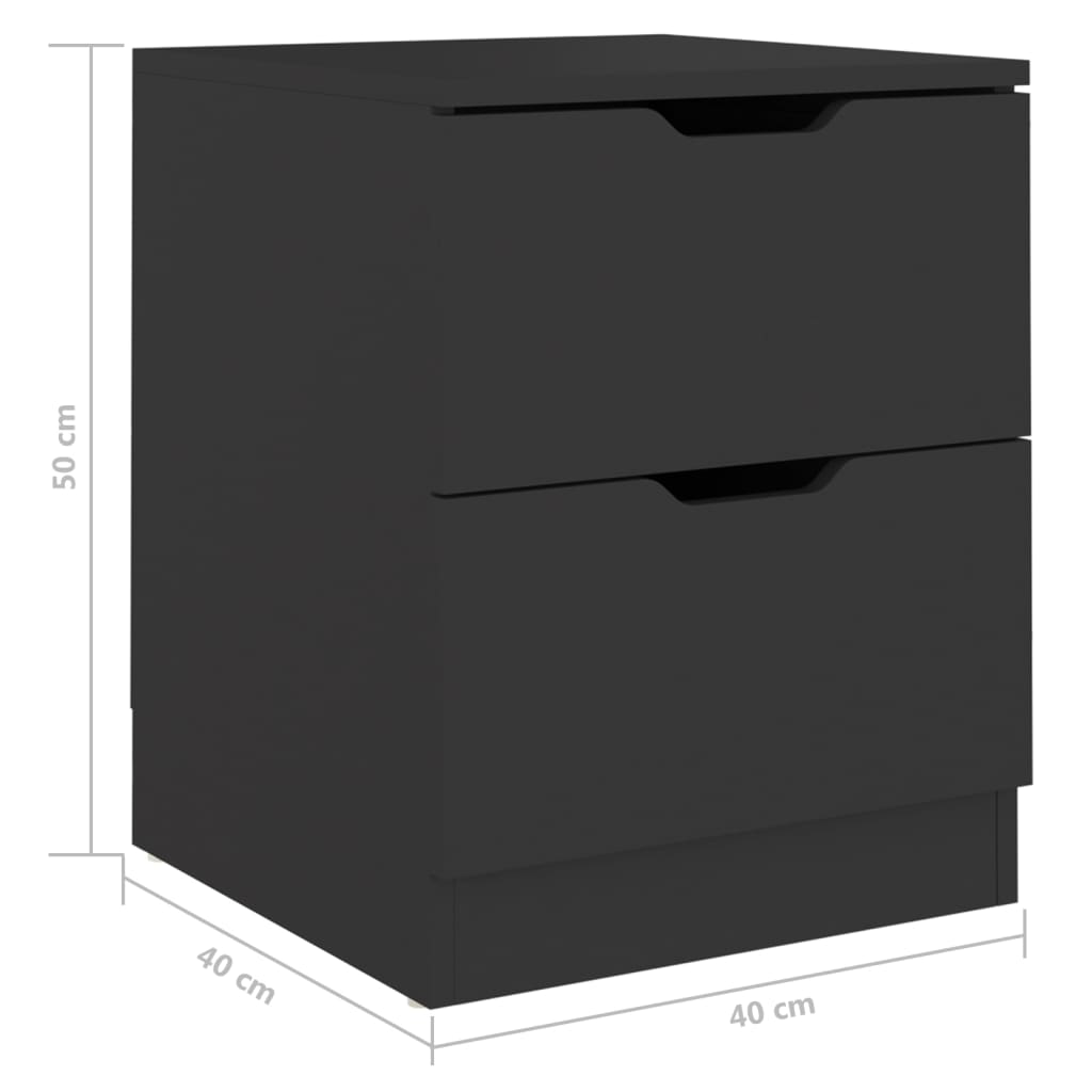 vidaXL Mesitas de noche 2 uds madera de ingeniería negro 40x40x50 cm