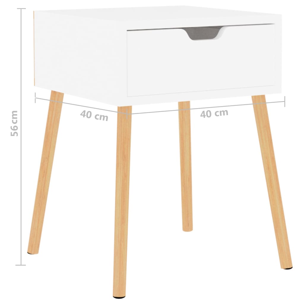 vidaXL Mesitas de noche 2 uds madera contrachapada blanco 40x40x56 cm