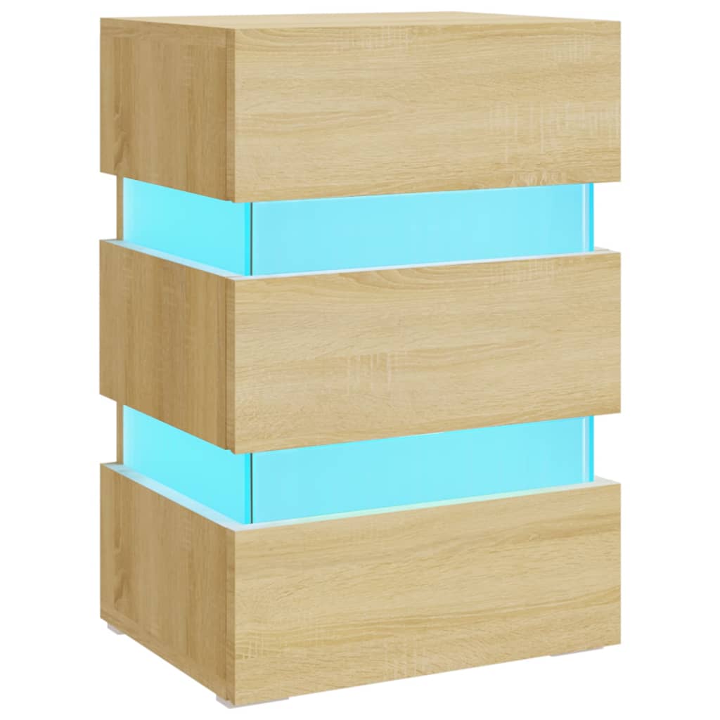 vidaXL Mesita de noche luz LED madera de ingeniería Sonoma 45x35x67 cm