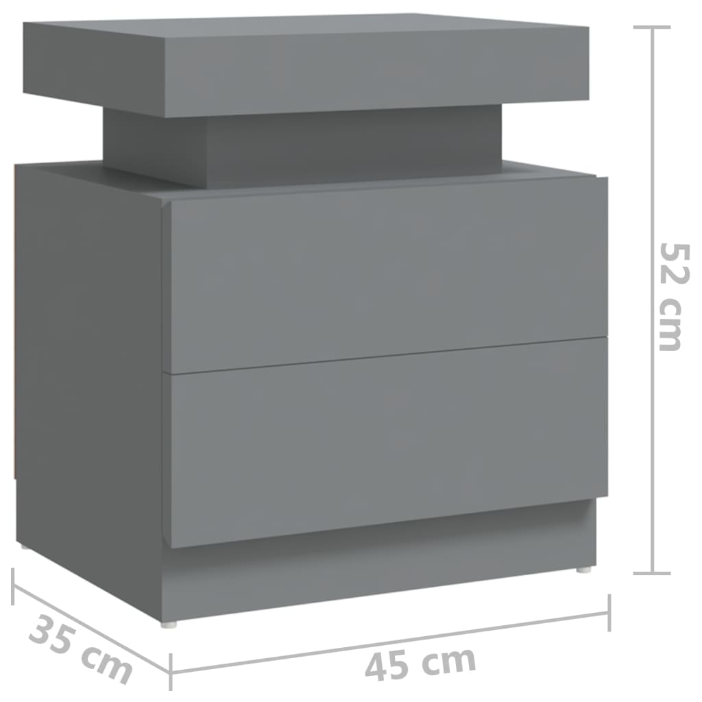 vidaXL Mesita de noche madera de ingeniería gris 45x35x52 cm