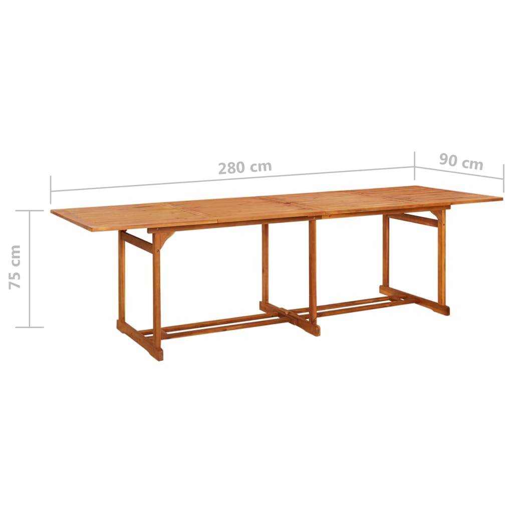 vidaXL Mesa de comedor jardín 280x90x75 cm madera maciza de acacia