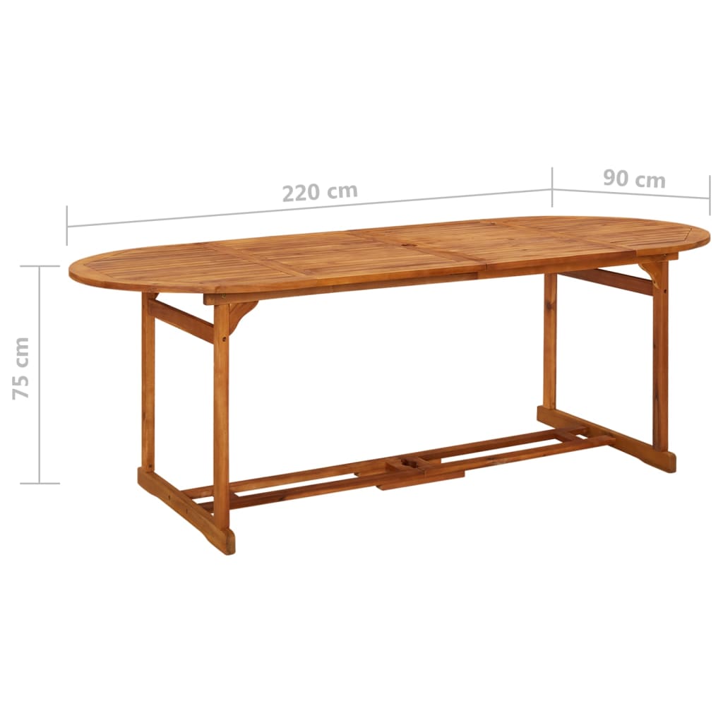 vidaXL Mesa de comedor jardín 220x90x75 cm madera maciza de acacia