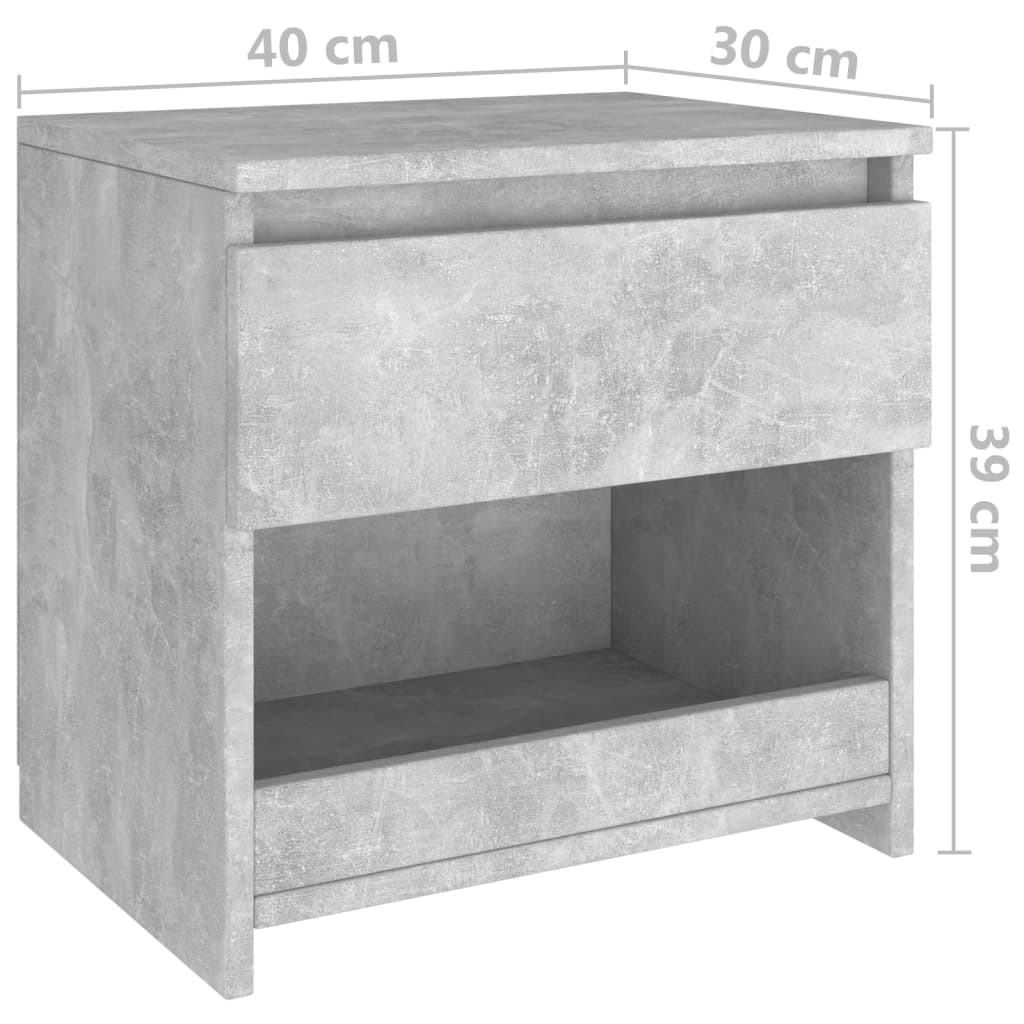 vidaXL Mesita de noche madera ingeniería gris hormigón 40x30x39 cm