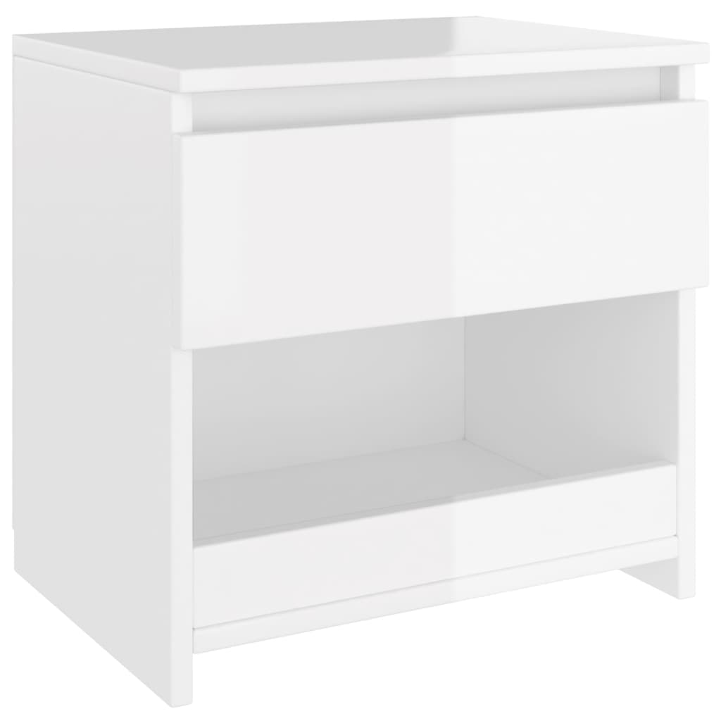 vidaXL Mesita de noche madera contrachapada blanco brillo 40x30x39 cm