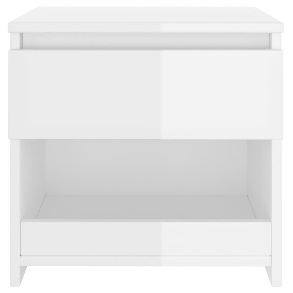 vidaXL Mesita de noche madera contrachapada blanco brillo 40x30x39 cm