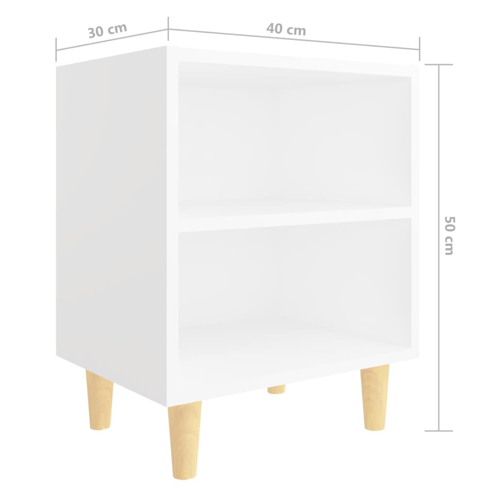 vidaXL Mesita de noche con patas de madera maciza blanco 40x30x50 cm