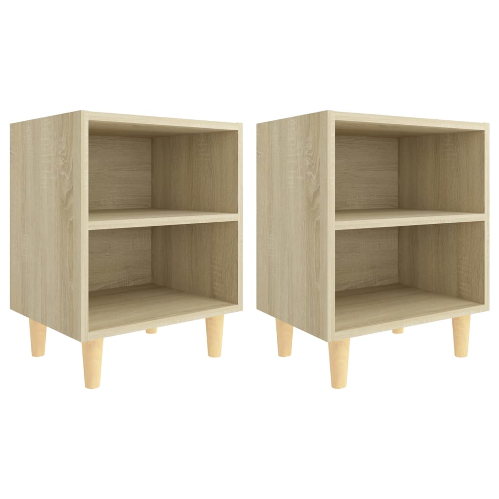 vidaXL Mesitas de noche 2 uds con patas madera roble Sonoma 40x30x50cm