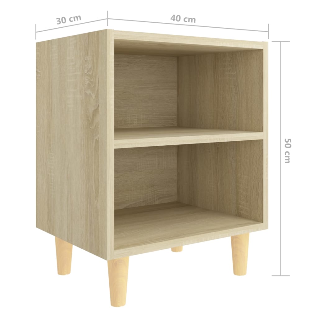 vidaXL Mesitas de noche 2 uds con patas madera roble Sonoma 40x30x50cm