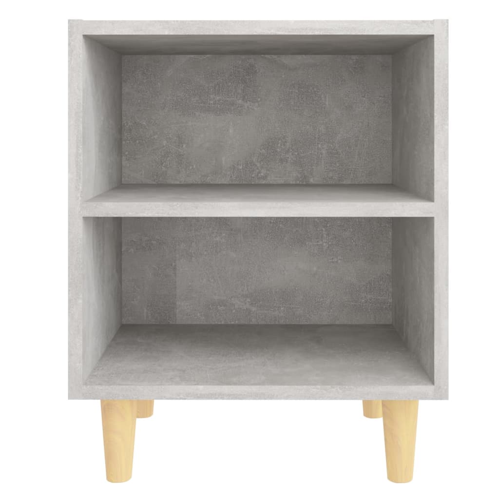 vidaXL Mesita de noche patas madera maciza gris hormigón 40x30x50 cm