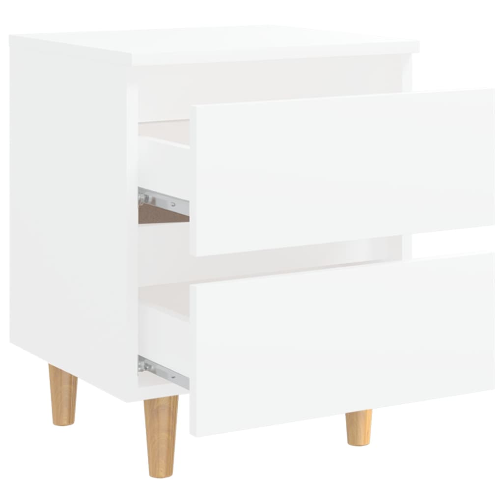 vidaXL Mesita de noche patas de madera pino maciza blanco 40x35x50cm