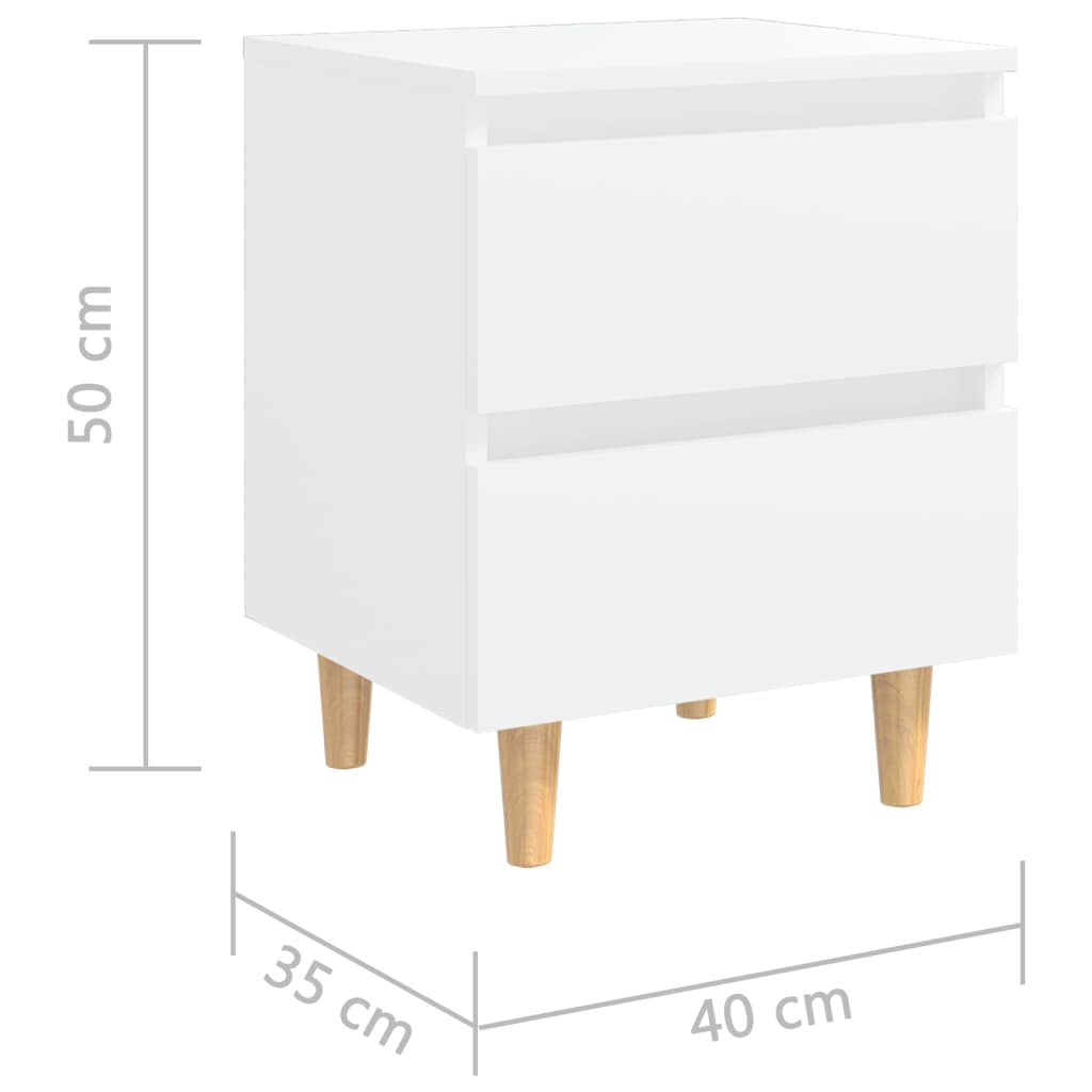 vidaXL Mesita de noche patas de madera pino maciza blanco 40x35x50cm