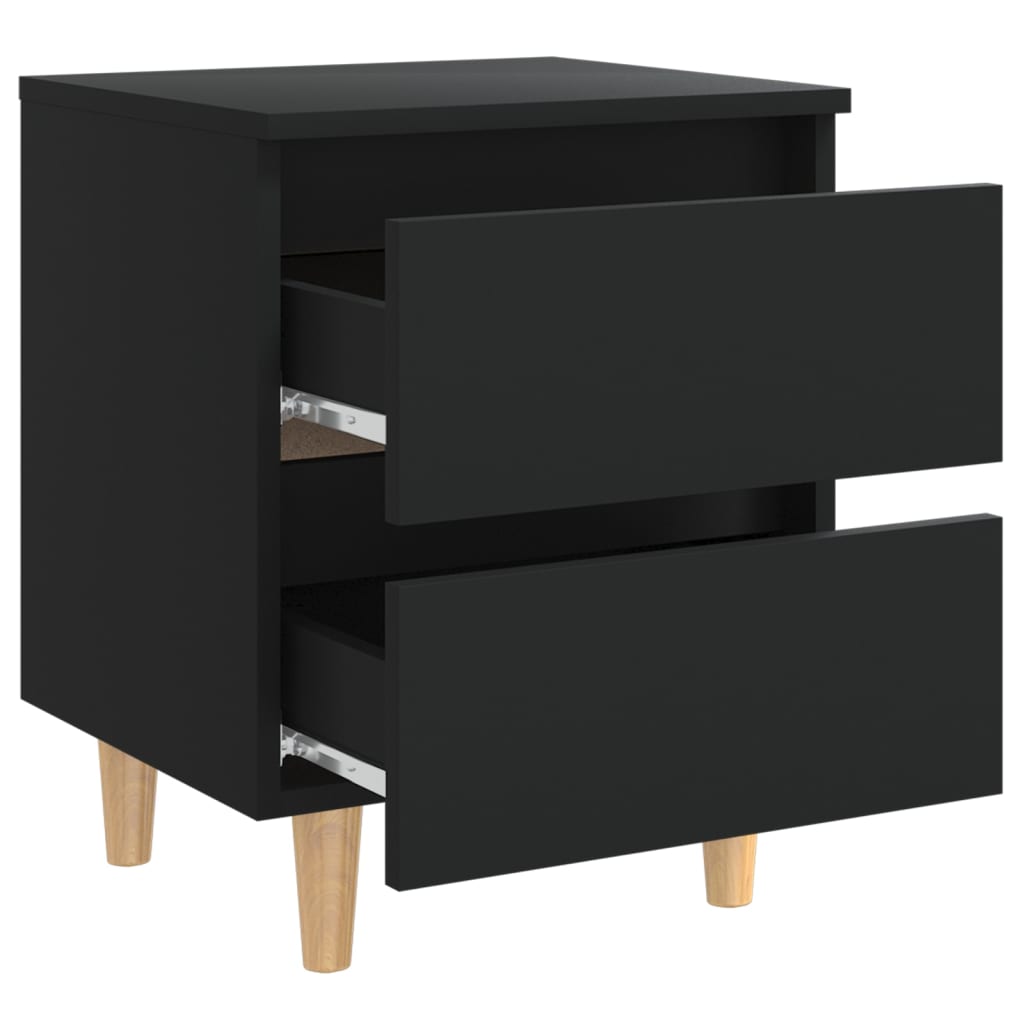 vidaXL Mesita de noche patas de madera pino maciza negro 40x35x50 cm