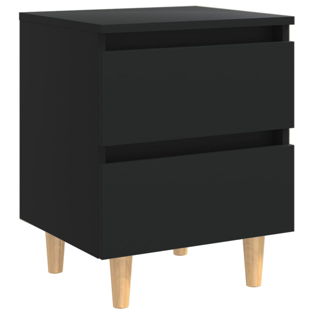 vidaXL Mesitas de noche 2 uds con patas madera pino negro 40x35x50 cm